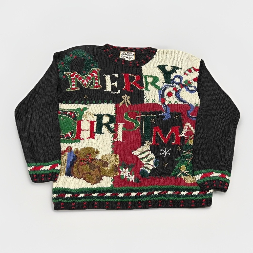 Heirloom Collectibles Womens Chunky Knit Holiday Merry Christmas Sweater Size M